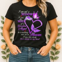I Am Not A Widow I Am The Wife Of A Guardian Angel Butterfly Womens T-Shirt