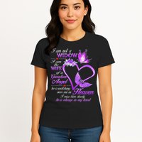 I Am Not A Widow I Am The Wife Of A Guardian Angel Butterfly Womens T-Shirt
