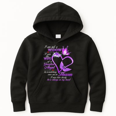 I Am Not A Widow I Am The Wife Of A Guardian Angel Butterfly Kids Hoodie