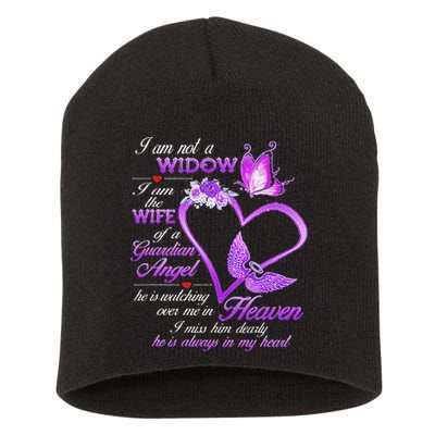 I Am Not A Widow I Am The Wife Of A Guardian Angel Butterfly Short Acrylic Beanie