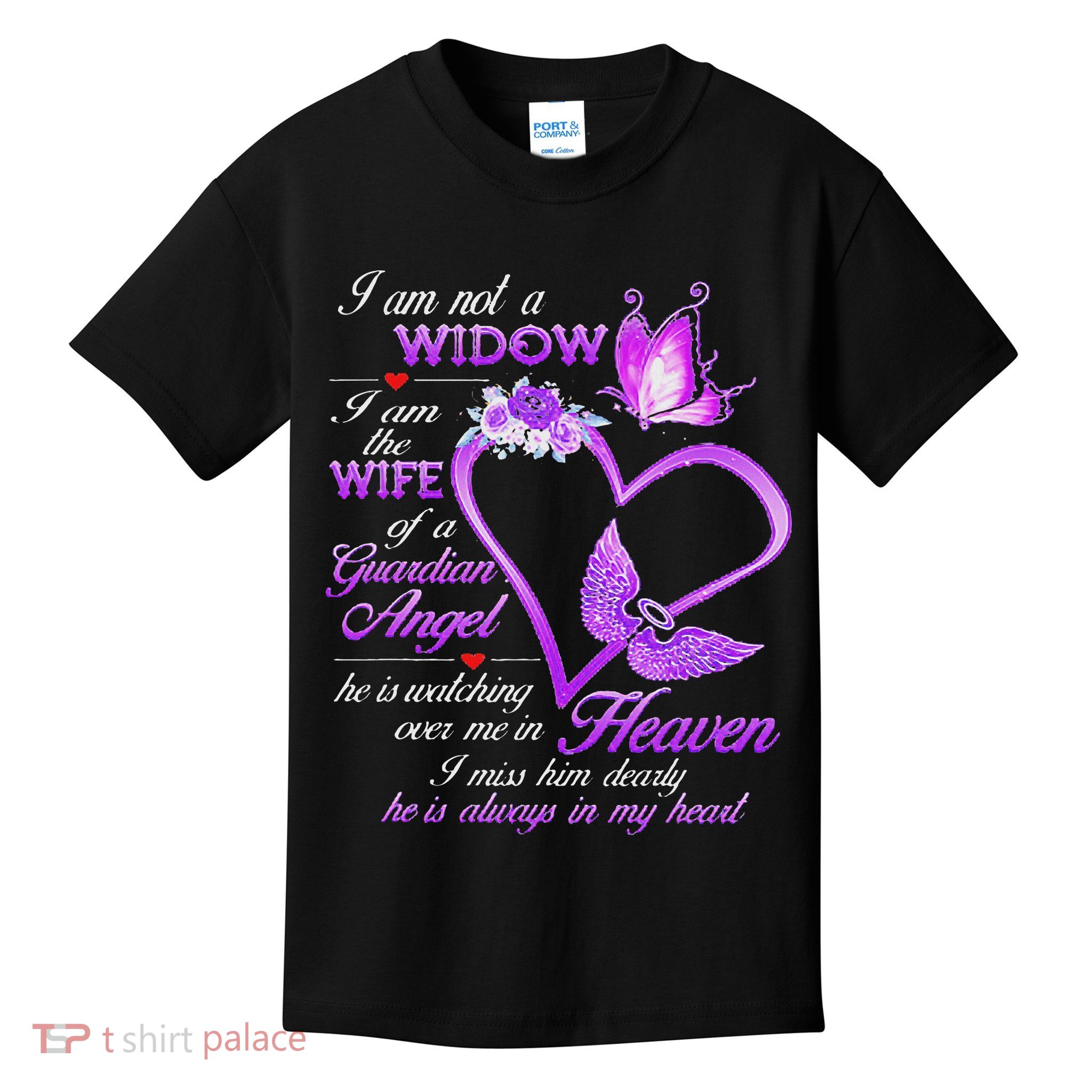 I Am Not A Widow I Am The Wife Of A Guardian Angel Butterfly Kids T-Shirt