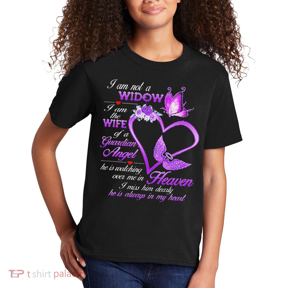 I Am Not A Widow I Am The Wife Of A Guardian Angel Butterfly Kids T-Shirt