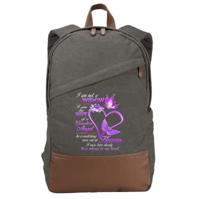 I Am Not A Widow I Am The Wife Of A Guardian Angel Butterfly Cotton Canvas Backpack