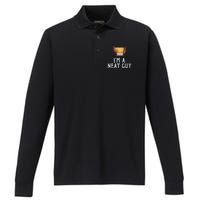 Im A Neat Guy Whiskey Neat Bourbon Drinker Performance Long Sleeve Polo