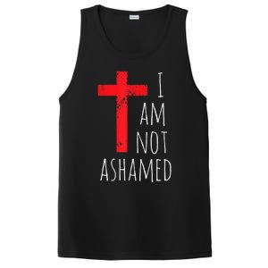 I Am Not Ashamed Big Red Cross Silhouette Image Gospel PosiCharge Competitor Tank