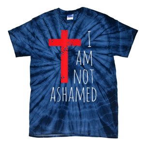 I Am Not Ashamed Big Red Cross Silhouette Image Gospel Tie-Dye T-Shirt