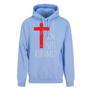 I Am Not Ashamed Big Red Cross Silhouette Image Gospel Unisex Surf Hoodie