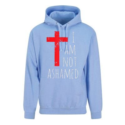 I Am Not Ashamed Big Red Cross Silhouette Image Gospel Unisex Surf Hoodie