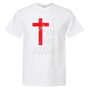 I Am Not Ashamed Big Red Cross Silhouette Image Gospel Garment-Dyed Heavyweight T-Shirt