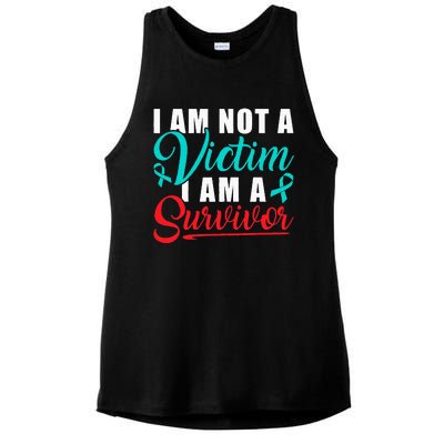 I Am Not A Victim I Am A Survivor Stop Sexual Abuse Ribbon Ladies PosiCharge Tri-Blend Wicking Tank