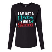 I Am Not A Victim I Am A Survivor Stop Sexual Abuse Ribbon Womens Cotton Relaxed Long Sleeve T-Shirt