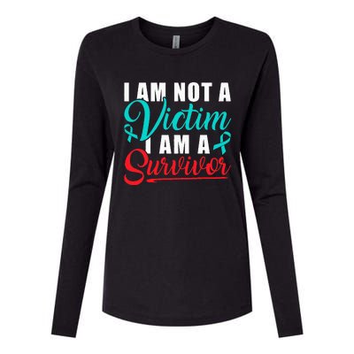 I Am Not A Victim I Am A Survivor Stop Sexual Abuse Ribbon Womens Cotton Relaxed Long Sleeve T-Shirt