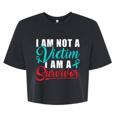 I Am Not A Victim I Am A Survivor Stop Sexual Abuse Ribbon Bella+Canvas Jersey Crop Tee