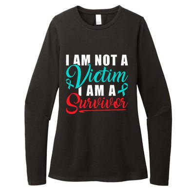 I Am Not A Victim I Am A Survivor Stop Sexual Abuse Ribbon Womens CVC Long Sleeve Shirt