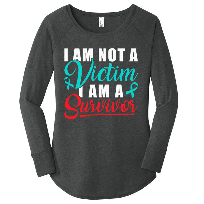 I Am Not A Victim I Am A Survivor Stop Sexual Abuse Ribbon Women's Perfect Tri Tunic Long Sleeve Shirt