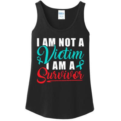 I Am Not A Victim I Am A Survivor Stop Sexual Abuse Ribbon Ladies Essential Tank