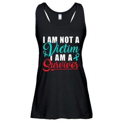 I Am Not A Victim I Am A Survivor Stop Sexual Abuse Ribbon Ladies Essential Flowy Tank