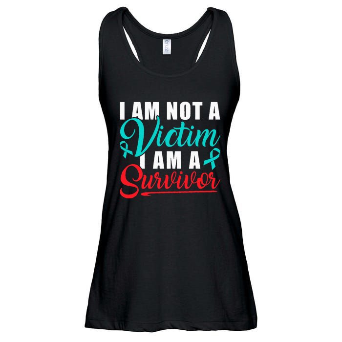 I Am Not A Victim I Am A Survivor Stop Sexual Abuse Ribbon Ladies Essential Flowy Tank