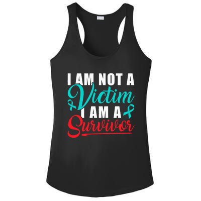 I Am Not A Victim I Am A Survivor Stop Sexual Abuse Ribbon Ladies PosiCharge Competitor Racerback Tank