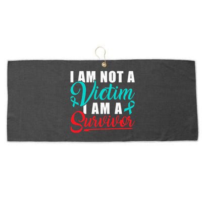 I Am Not A Victim I Am A Survivor Stop Sexual Abuse Ribbon Large Microfiber Waffle Golf Towel