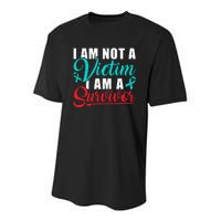 I Am Not A Victim I Am A Survivor Stop Sexual Abuse Ribbon Youth Performance Sprint T-Shirt