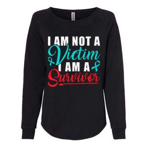 I Am Not A Victim I Am A Survivor Stop Sexual Abuse Ribbon Womens California Wash Sweatshirt