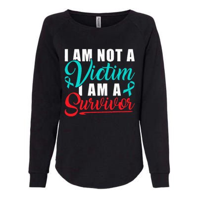 I Am Not A Victim I Am A Survivor Stop Sexual Abuse Ribbon Womens California Wash Sweatshirt