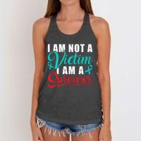 I Am Not A Victim I Am A Survivor Stop Sexual Abuse Ribbon Women's Knotted Racerback Tank