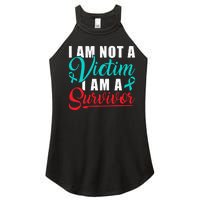 I Am Not A Victim I Am A Survivor Stop Sexual Abuse Ribbon Women's Perfect Tri Rocker Tank