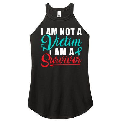 I Am Not A Victim I Am A Survivor Stop Sexual Abuse Ribbon Women's Perfect Tri Rocker Tank