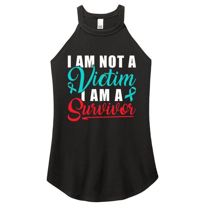 I Am Not A Victim I Am A Survivor Stop Sexual Abuse Ribbon Women's Perfect Tri Rocker Tank