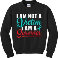 I Am Not A Victim I Am A Survivor Stop Sexual Abuse Ribbon Kids Sweatshirt