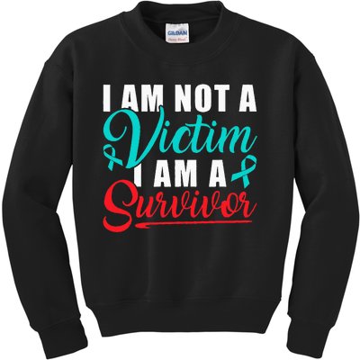 I Am Not A Victim I Am A Survivor Stop Sexual Abuse Ribbon Kids Sweatshirt