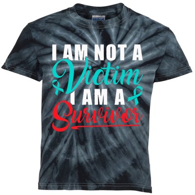 I Am Not A Victim I Am A Survivor Stop Sexual Abuse Ribbon Kids Tie-Dye T-Shirt