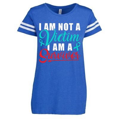 I Am Not A Victim I Am A Survivor Stop Sexual Abuse Ribbon Enza Ladies Jersey Football T-Shirt