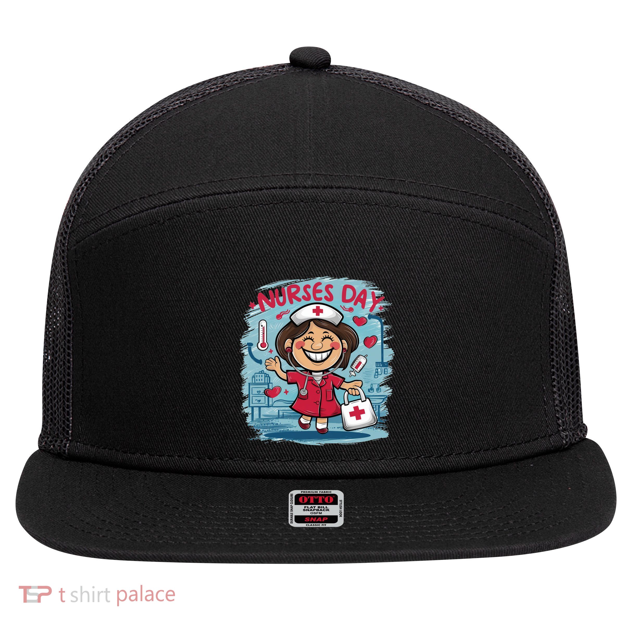 International And National Nurses Day Happy Nurses Day Gift 7 Panel Mesh Trucker Snapback Hat