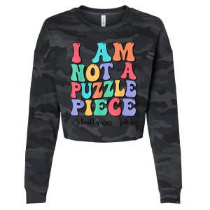 I Am Not A Puzzle Piece Actually Autistic Autism Awareness Cropped Pullover Crew