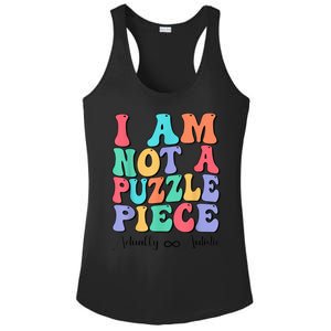 I Am Not A Puzzle Piece Actually Autistic Autism Awareness Ladies PosiCharge Competitor Racerback Tank