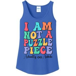 I Am Not A Puzzle Piece Actually Autistic Autism Awareness Ladies Essential Tank