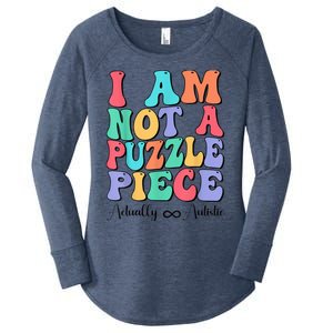 I Am Not A Puzzle Piece Actually Autistic Autism Awareness Women's Perfect Tri Tunic Long Sleeve Shirt