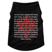 I Am Not A Liberal Snowflake Formidable Love Quote Doggie Tank