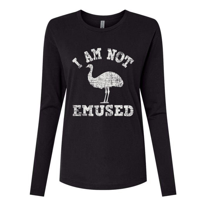 I Am Not Emused Safari Animal Lover Zookeeper Emu Lover Womens Cotton Relaxed Long Sleeve T-Shirt