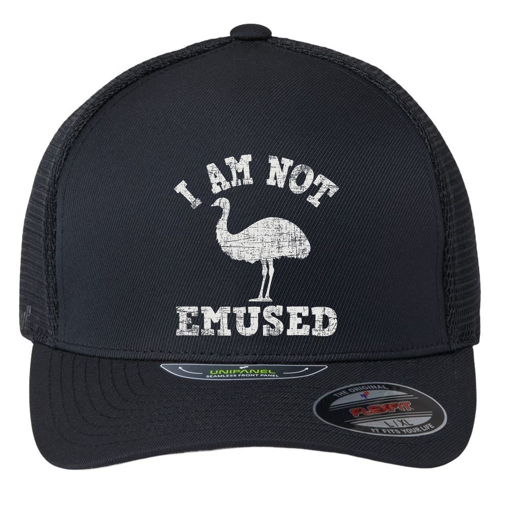 I Am Not Emused Safari Animal Lover Zookeeper Emu Lover Flexfit Unipanel Trucker Cap