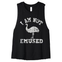 I Am Not Emused Safari Animal Lover Zookeeper Emu Lover Women's Racerback Cropped Tank