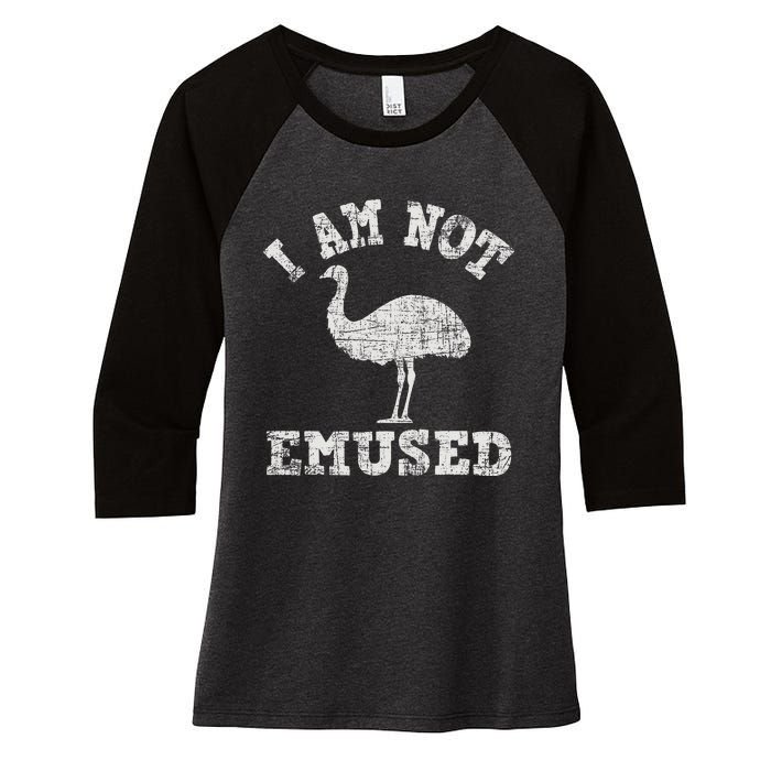 I Am Not Emused Safari Animal Lover Zookeeper Emu Lover Women's Tri-Blend 3/4-Sleeve Raglan Shirt