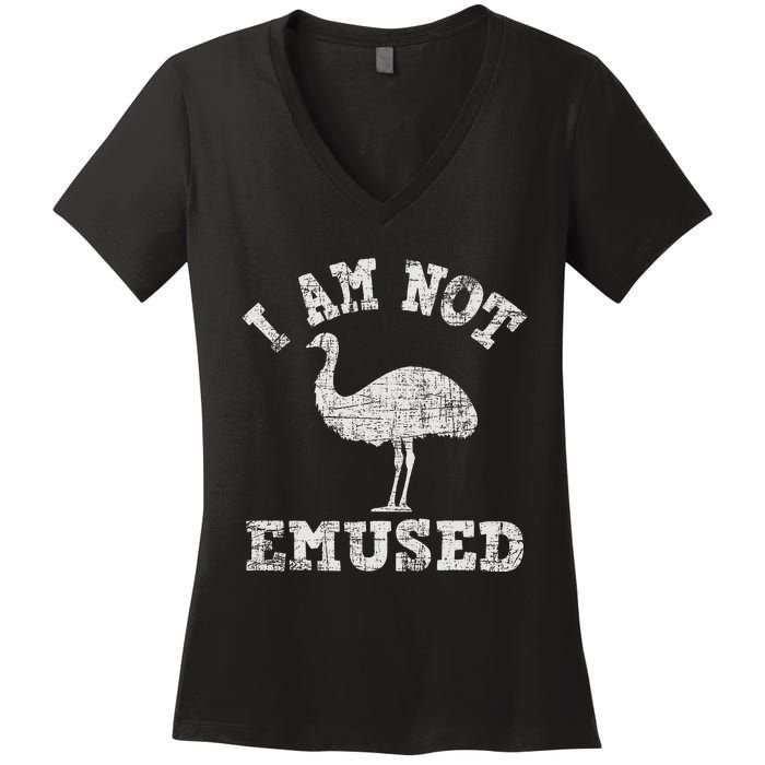 I Am Not Emused Safari Animal Lover Zookeeper Emu Lover Women's V-Neck T-Shirt