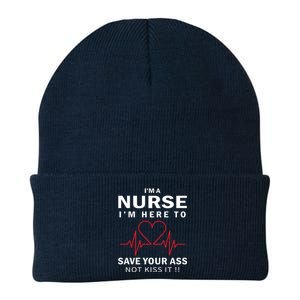 I'm A Nurse I'm Here To Save Your Ass Not Kiss It Knit Cap Winter Beanie