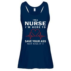 I'm A Nurse I'm Here To Save Your Ass Not Kiss It Ladies Essential Flowy Tank