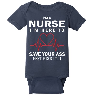 I'm A Nurse I'm Here To Save Your Ass Not Kiss It Baby Bodysuit