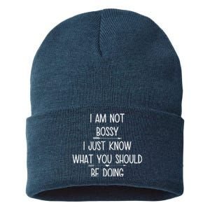 I Am Not Bossy Funny Sustainable Knit Beanie